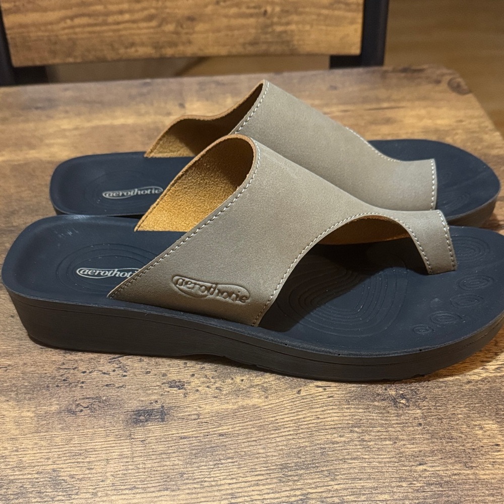 Aerothotic Women’s Taupe Slide Sandals - Cushioned Casual Comfort